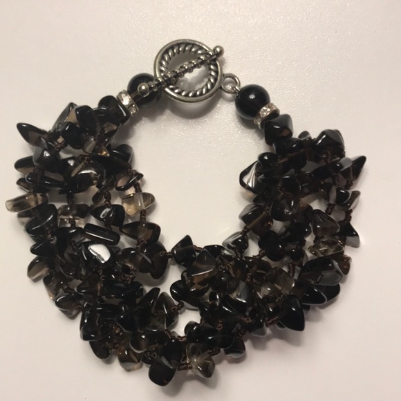 Lia Sophia brown stone bead toggle bracelet - Picture 1 of 1